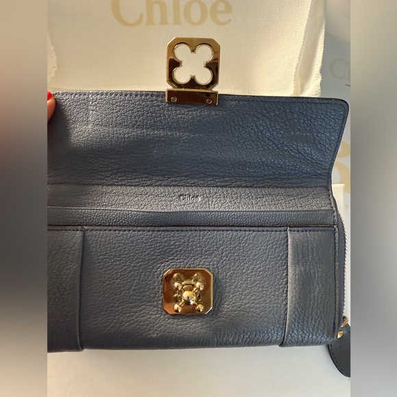 Chloe Long Wallet Leather  L Shape Zipper Turn Lock - Picture 13 of 16